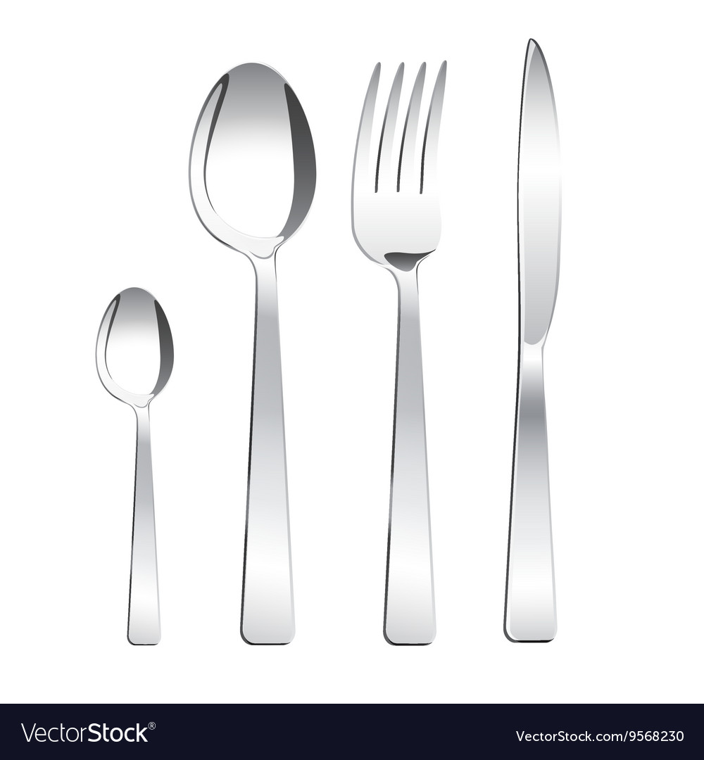 Tea Spoon Fork And Knife On White Background