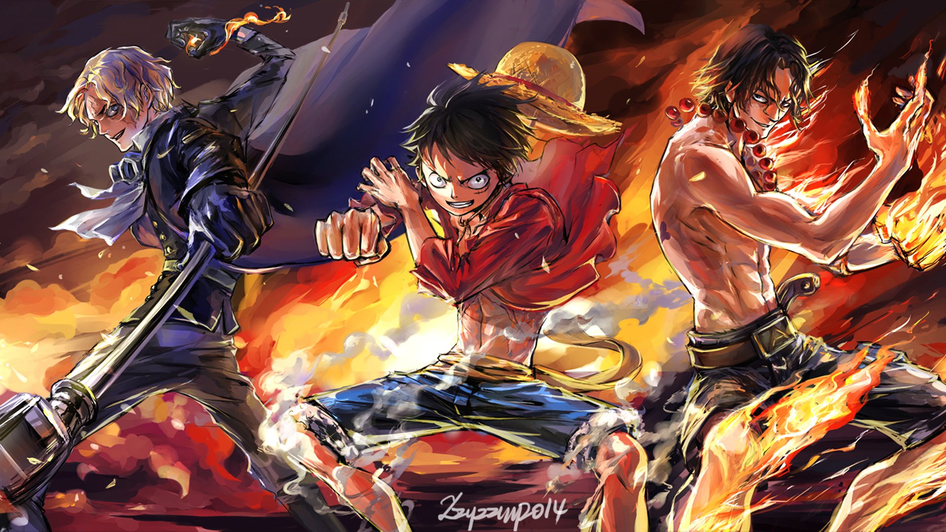 sabo monkey d luffy and fire fist portgas d ace one piece