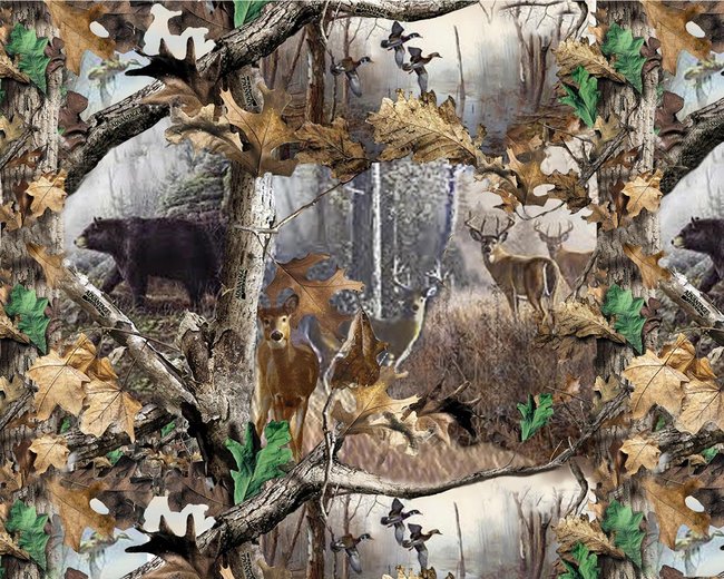 Realtree Cotton Prints Product Deer Bear In Woods