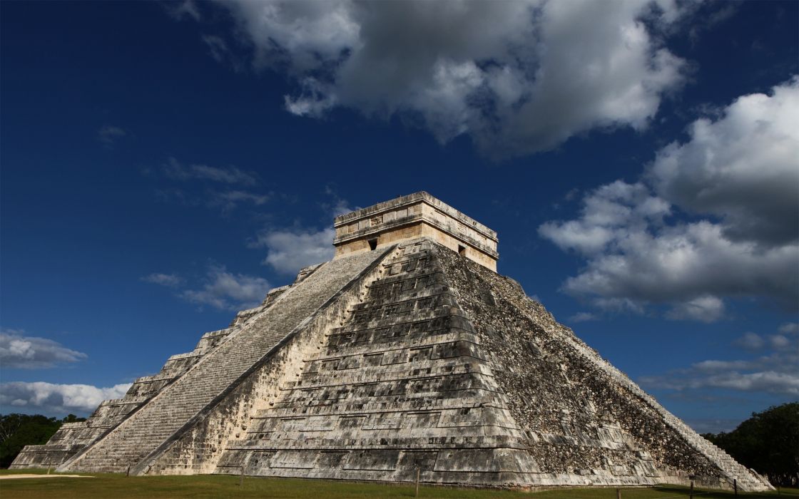 Clouds Architecture Ancient Skyscapes Pyramids Mayan El Castillo