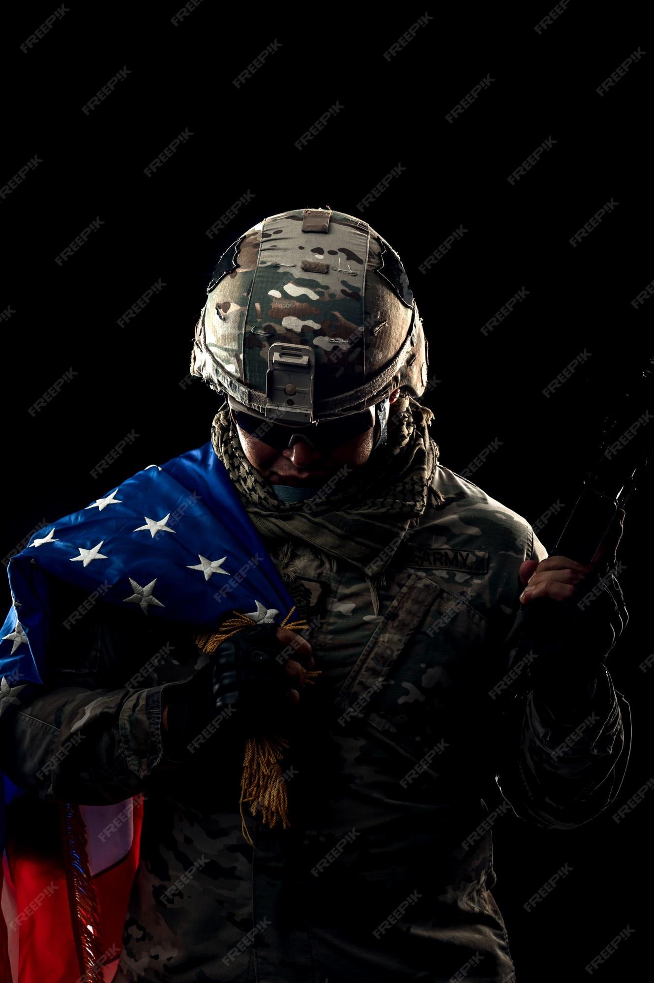 Premium Photo Photo of soldier holding the usa flag in
