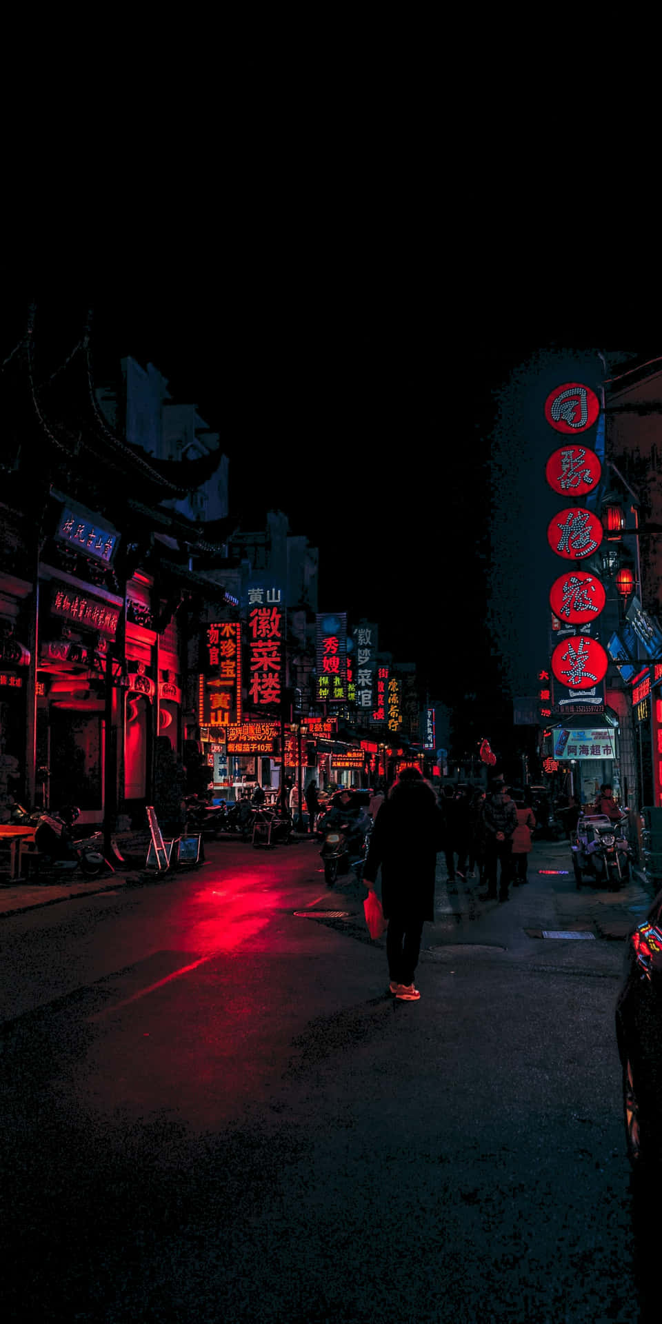 4k Amoled Background Japanese Street At Night