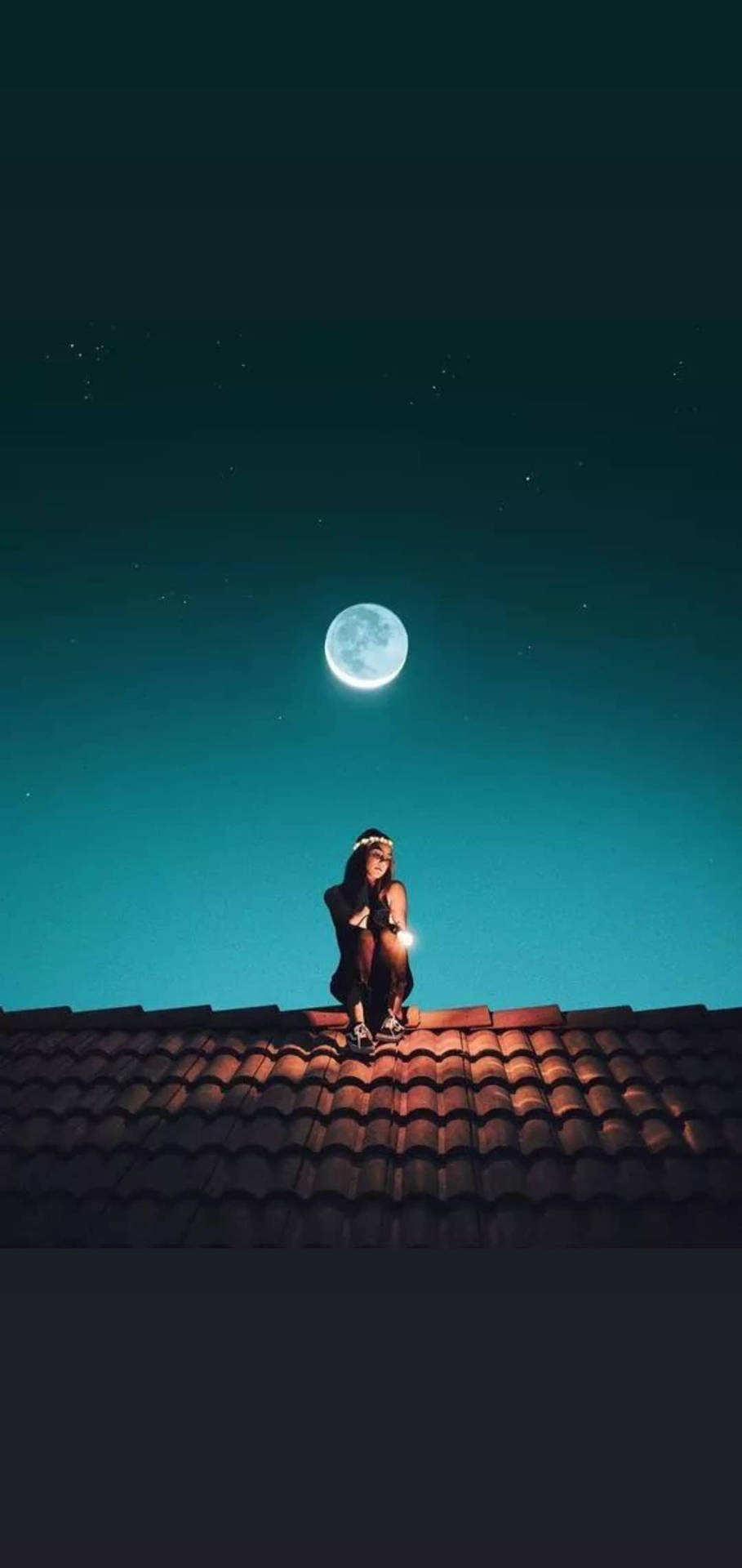 Full Moon Night Single Girl 6bs4wizo9jldxr9q Wallpaper