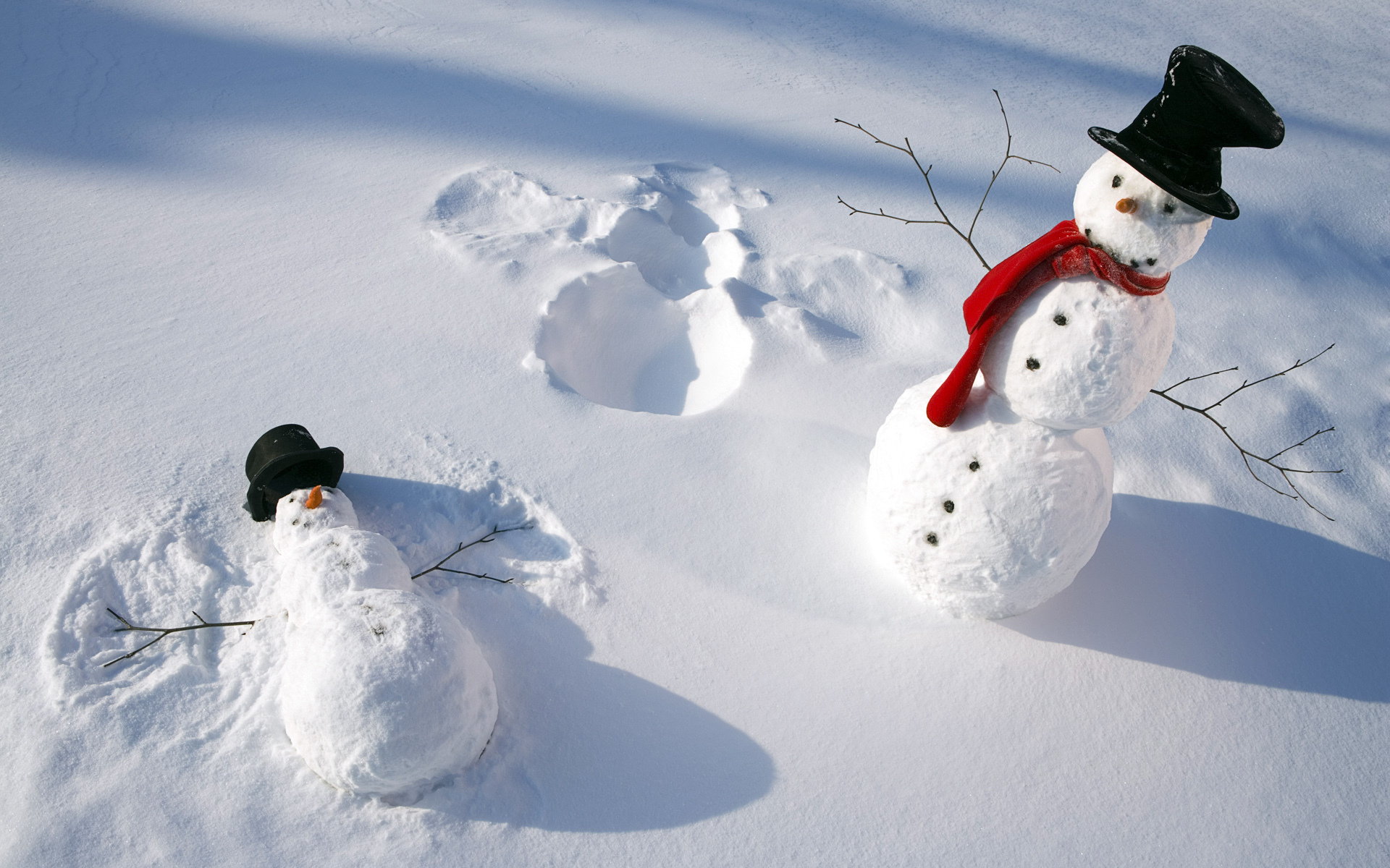 Happy Snowmen Fun Wallpaper Stock Photos