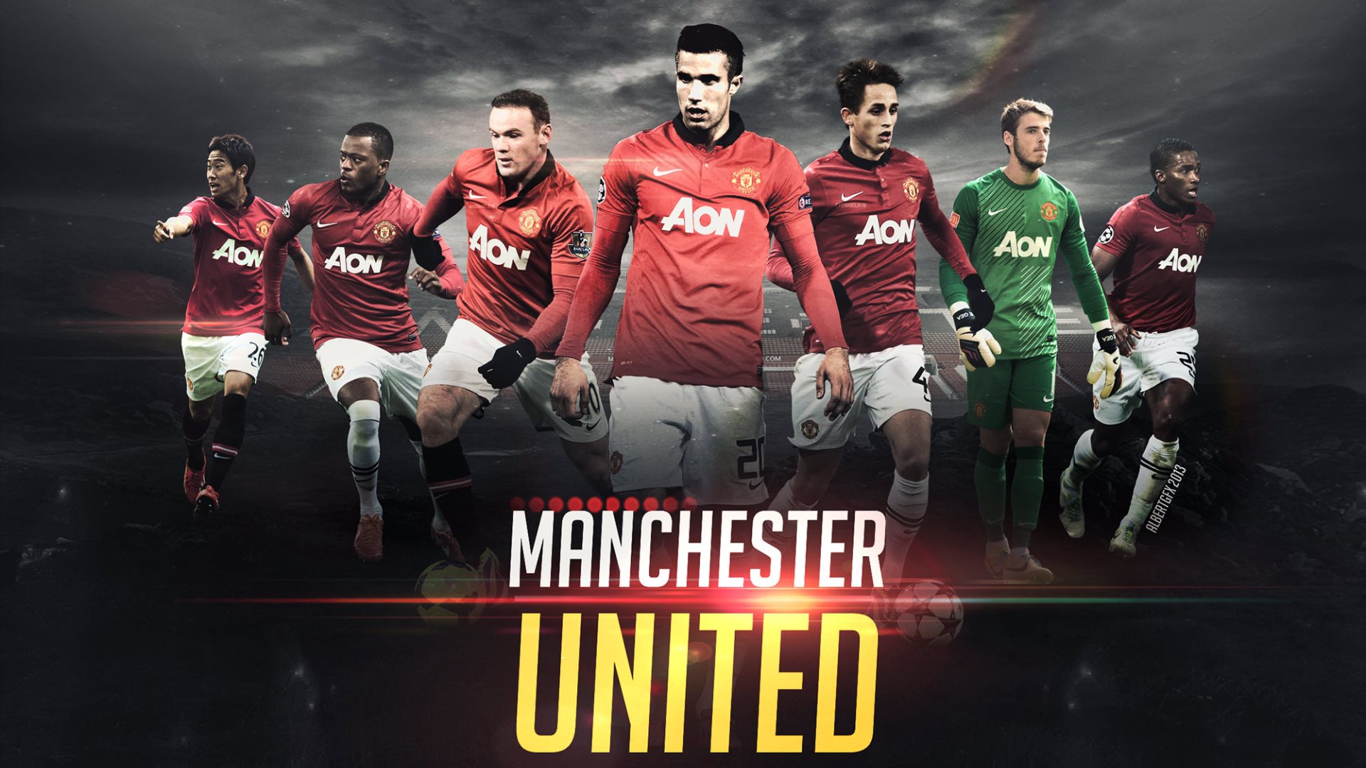Manchester United In Flag English Wallpaper HD