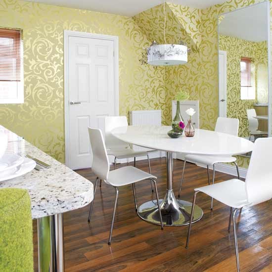 Shimmering wallpaper dining room Dining rooms Decorating ideas