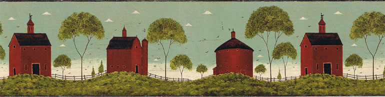 Details About Warren Kimble Country Red Barn Wallpaper Border Wk74750