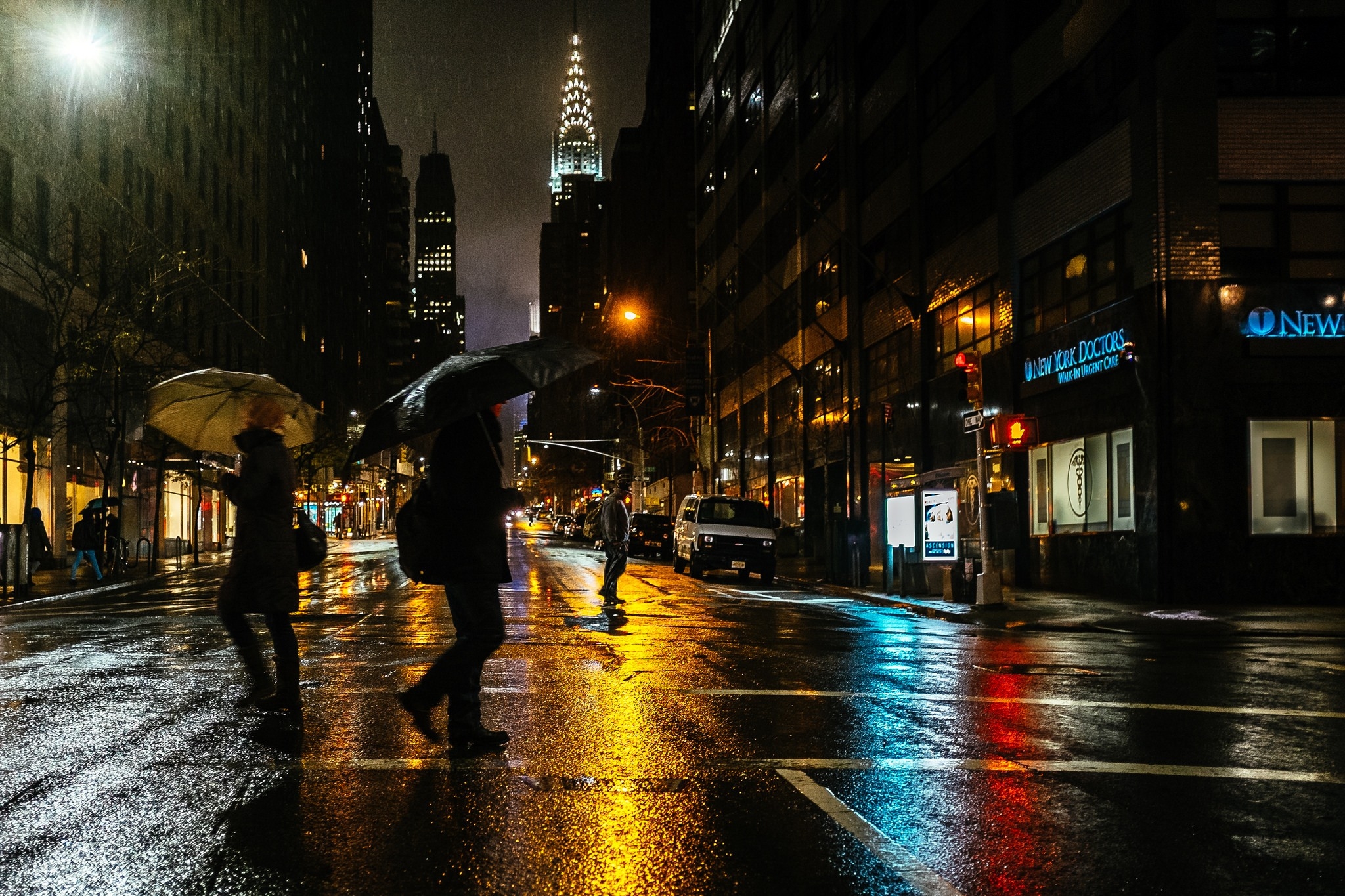 Wallpaper Light People New York City Rain Street Night