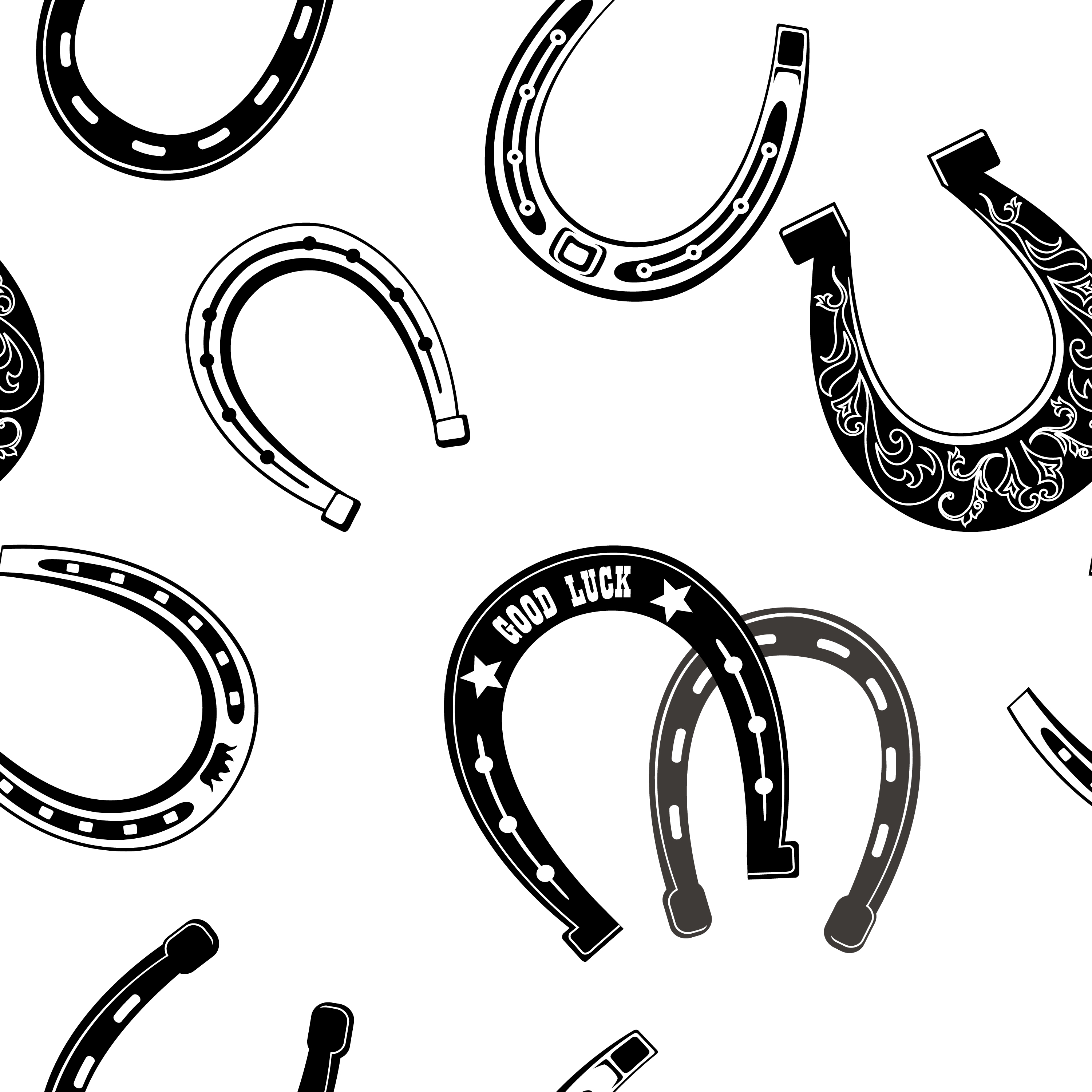 Horse shoe icon seamless pattern Lucky steel horseshoes
