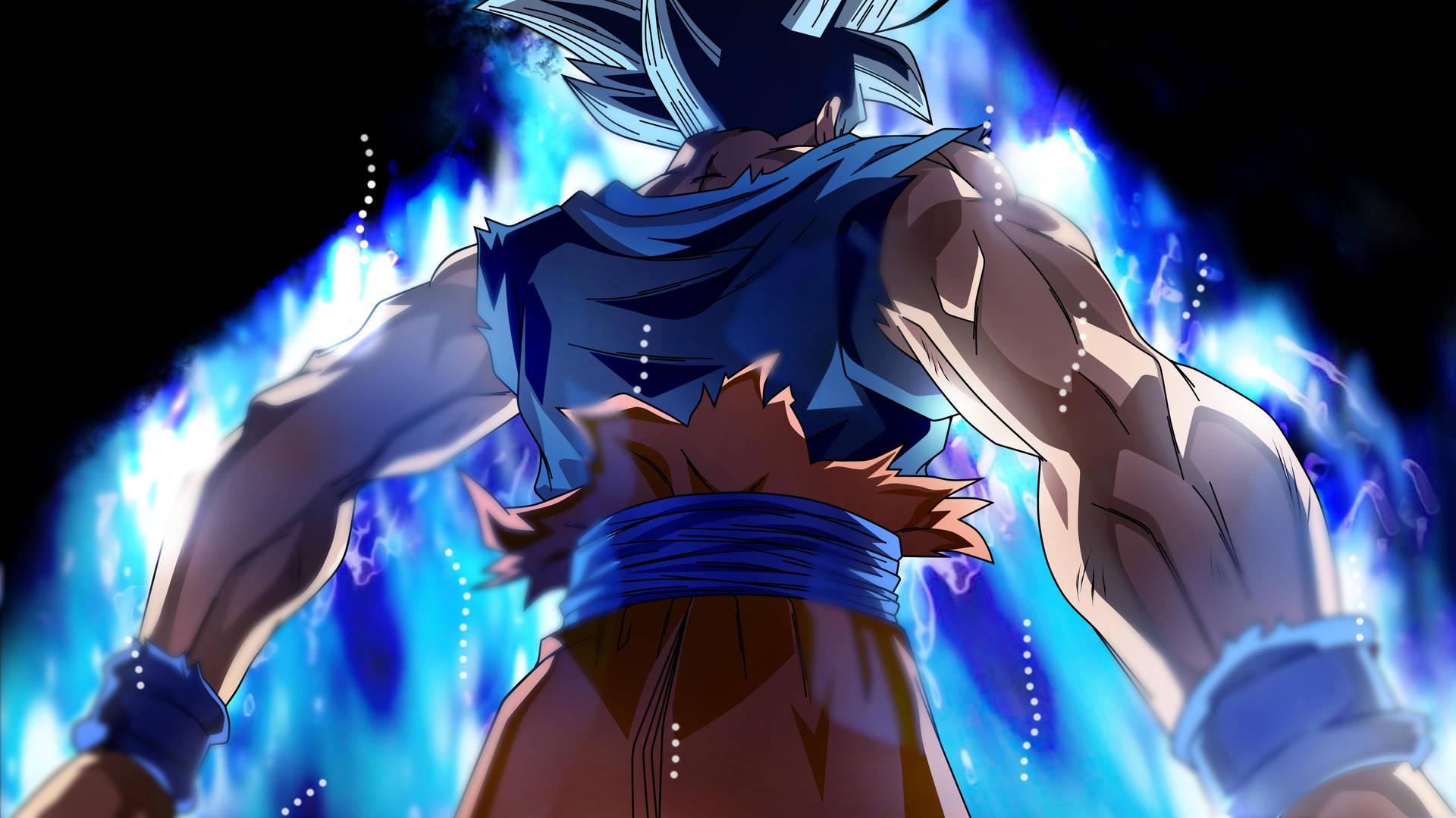 Goku 4k Ultra HD Back With Blue Aura Wallpaper