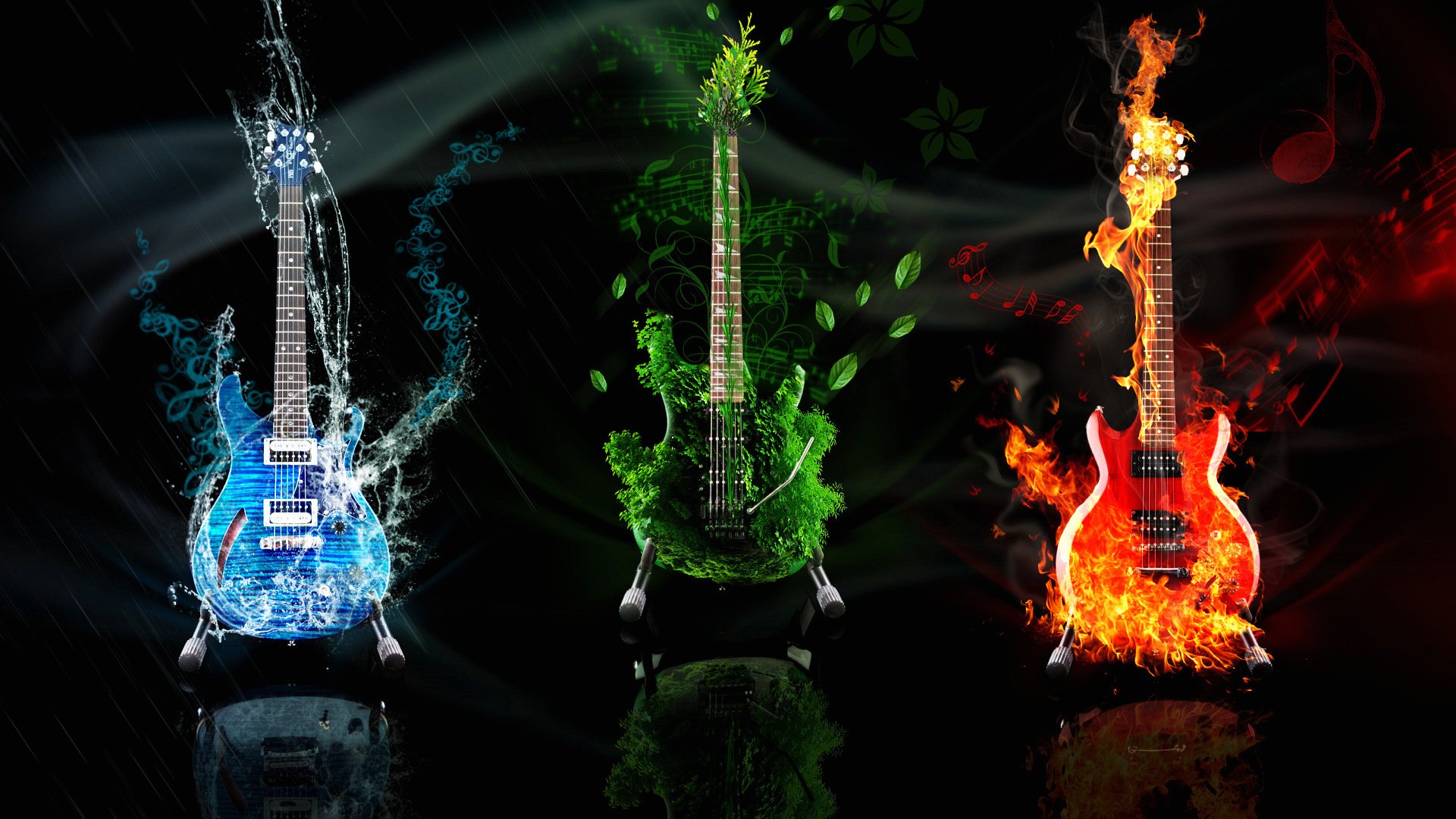 Flaming Guitars Wallpaper
