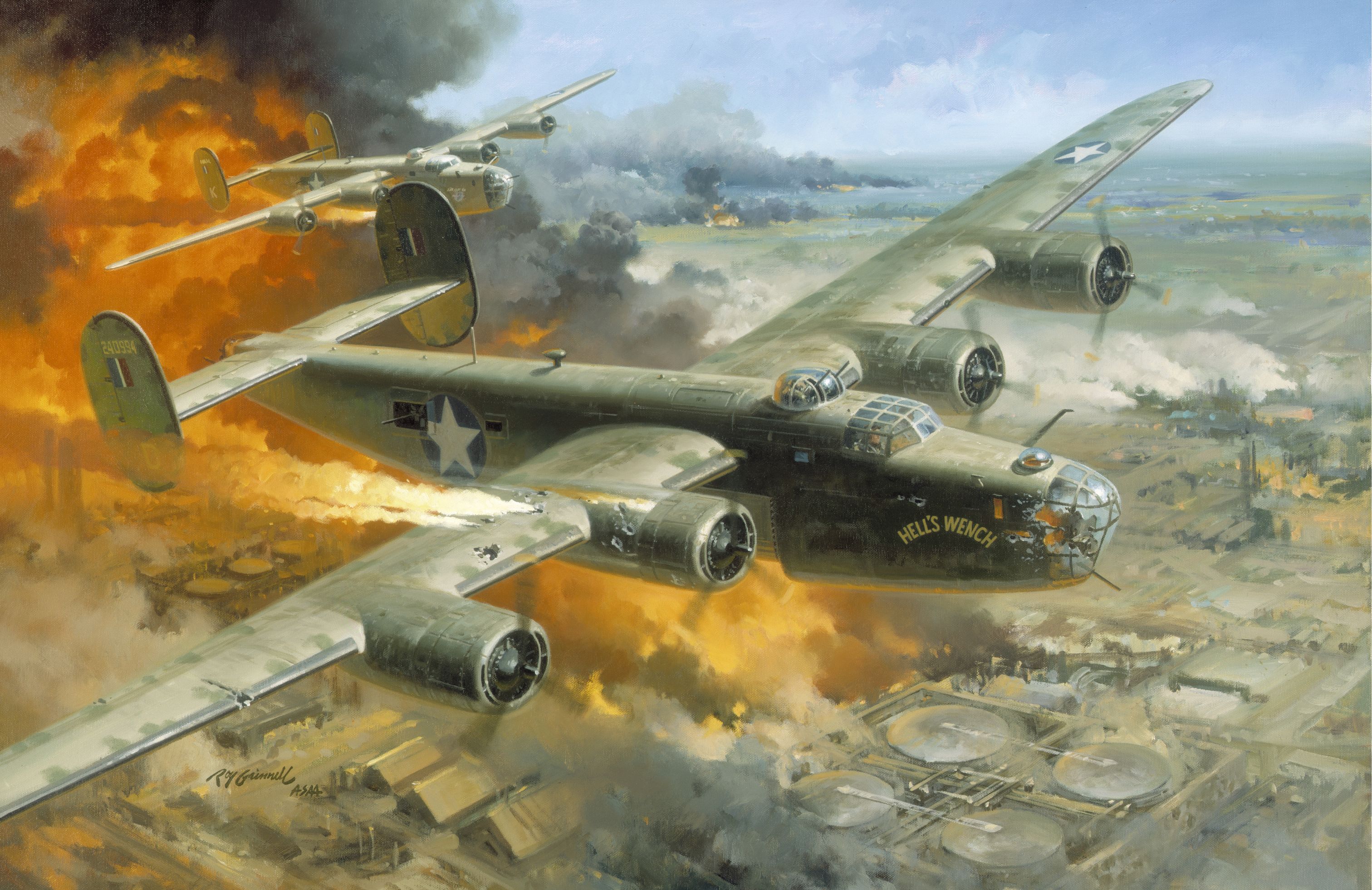 Liberators In Trouble Paintings Aviation Art
