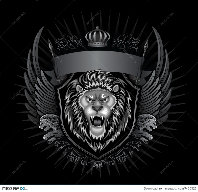 Black Background Roaring Lion Illustration Megapixl