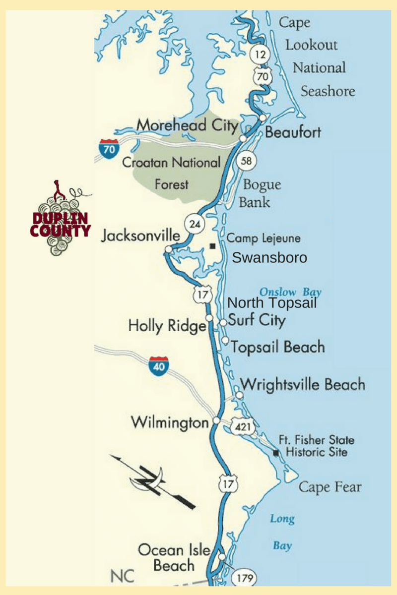 Duplin County Coastal Map With Background Uncork