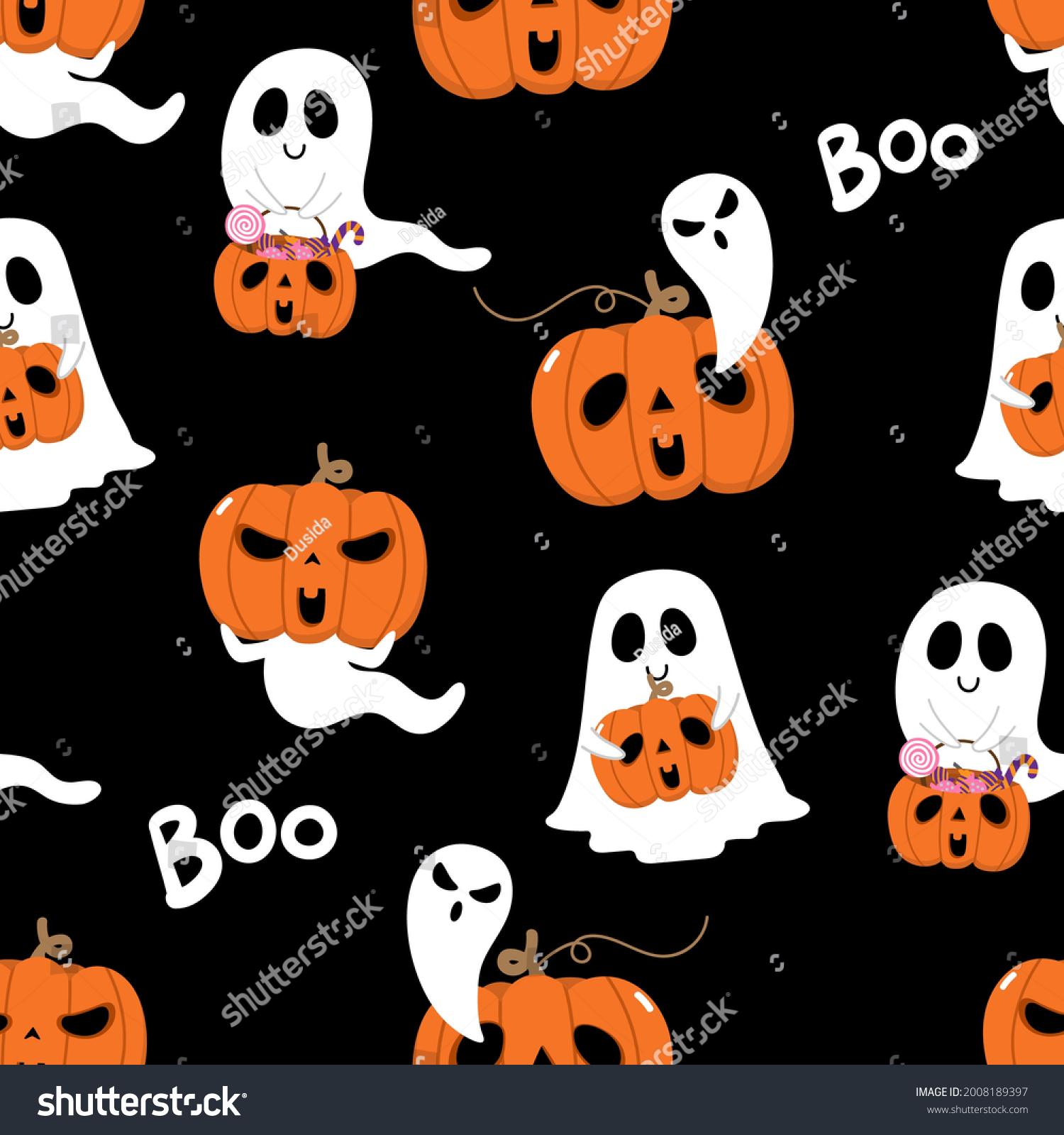 Happy Halloween Wallpaper Cute Spooky Ghosts Stock Vector Royalty