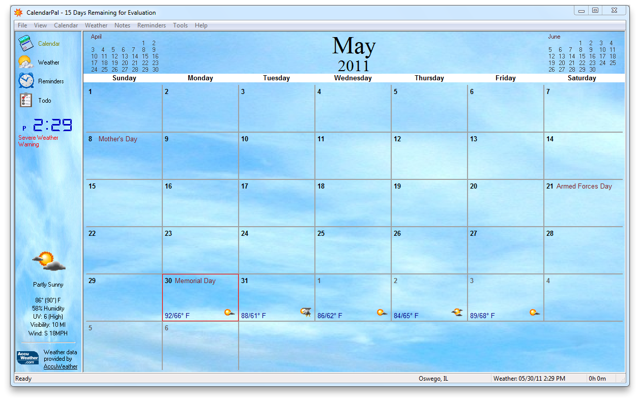 Close And Keep An Eye On The Weather With Calendarpal Desktop Calendar