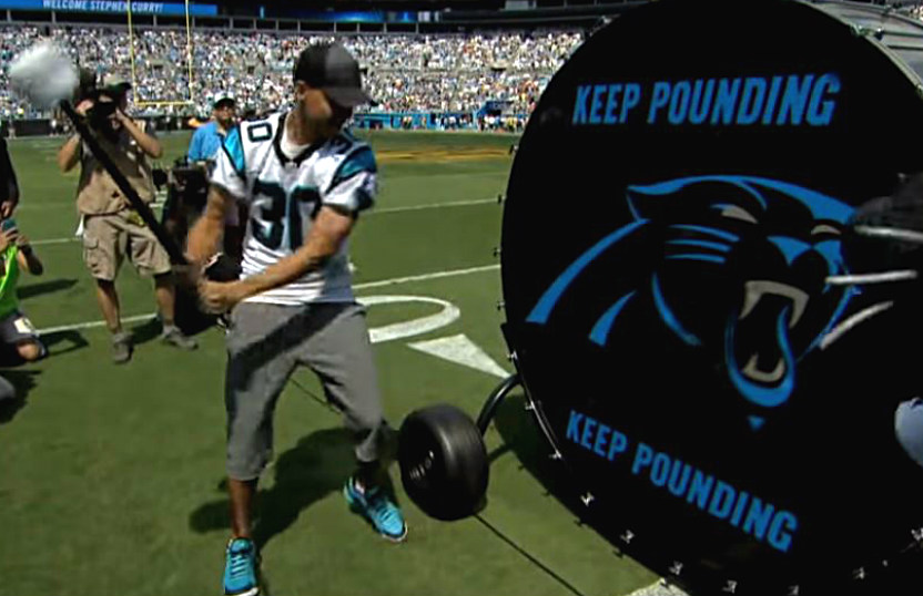 Stephen Curry Serves As Panthers Drummer For Super Bowl