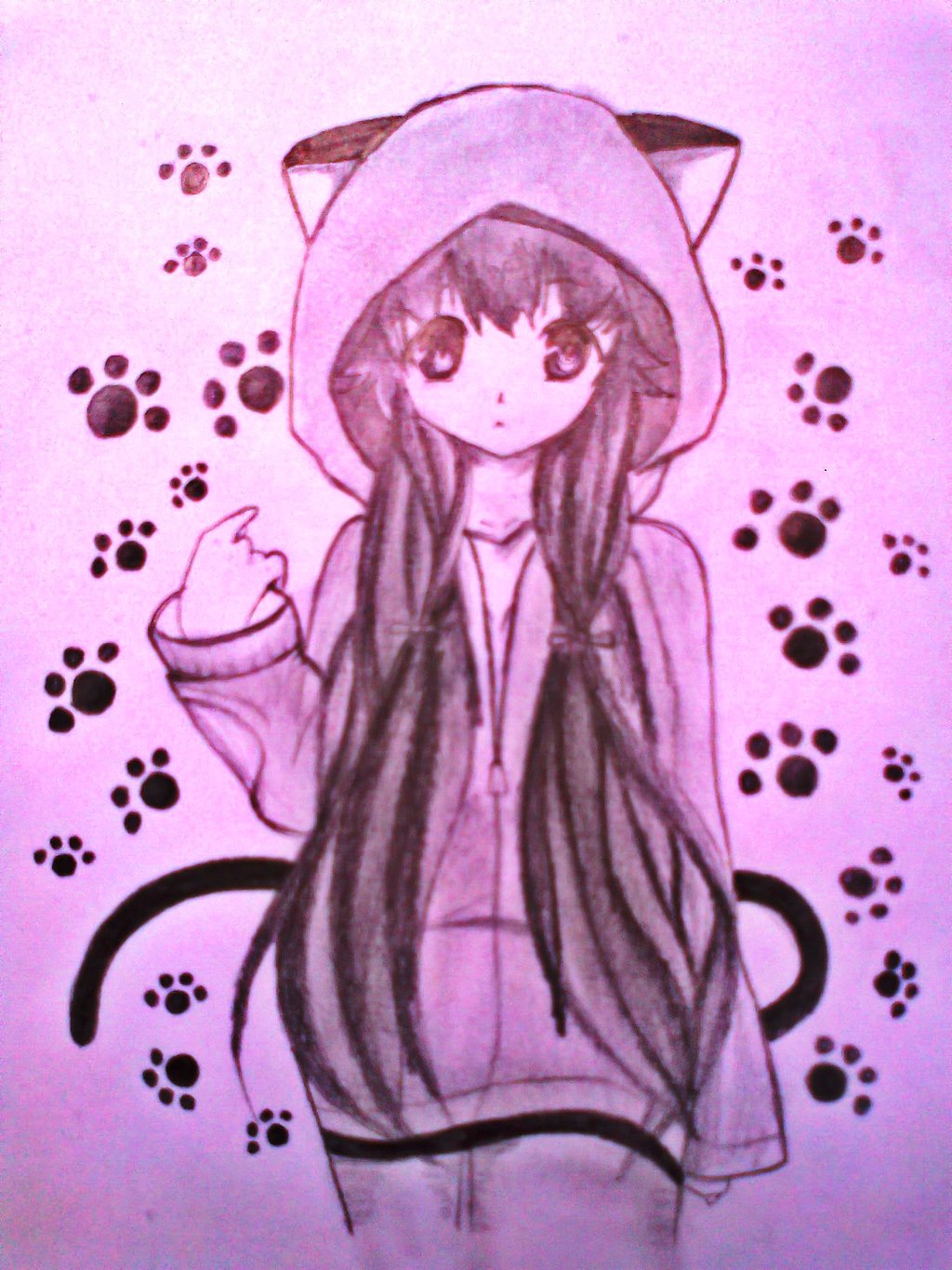 Cute Anime Cat Girl By Xinje Manga Traditional Media Drawings