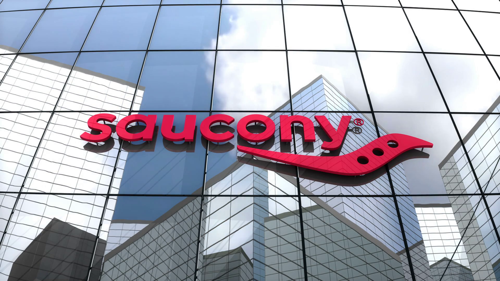 Editorial Saucony Logo On Glass Building Motion Background