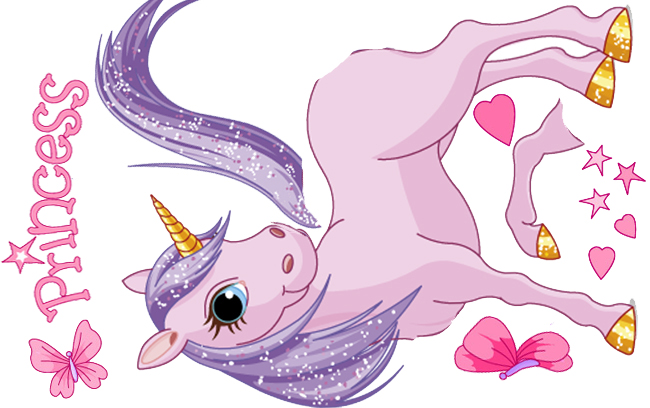 Nursery Stickers Ns4 Kids Pink Unicorn Decal Girls Removable Wall