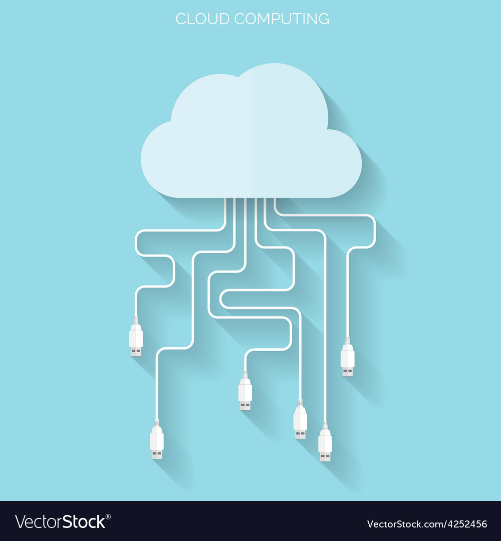 Flat Cloud Puting And Social Media Background Vector Image