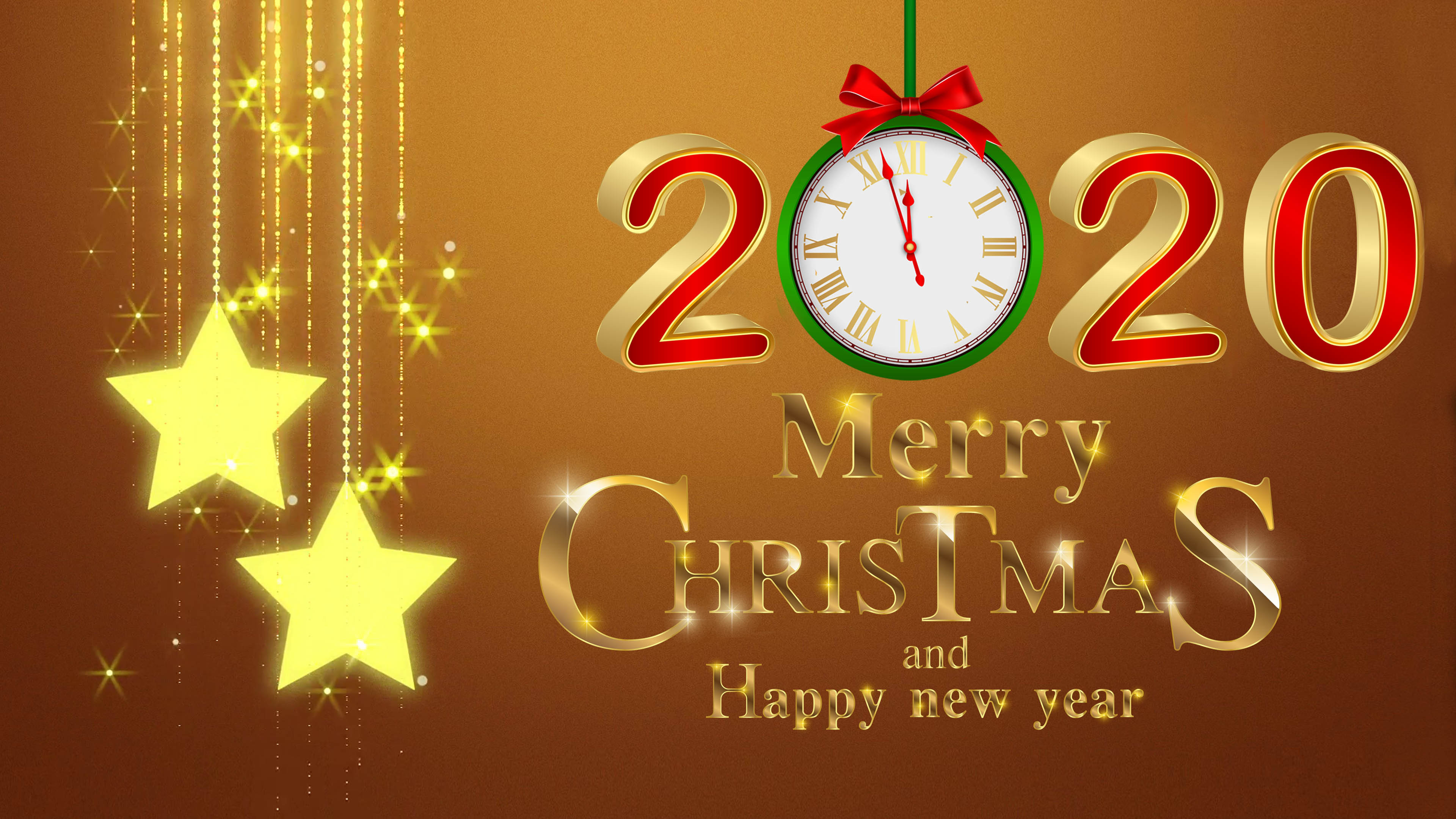 Merry Christmas And Happy New Year Gold 4k Ultra HD Desktop