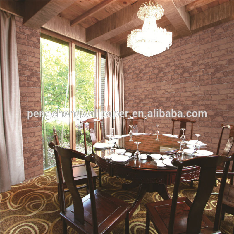 Durable And Washable Pvc With 3d Effect Wallpaper