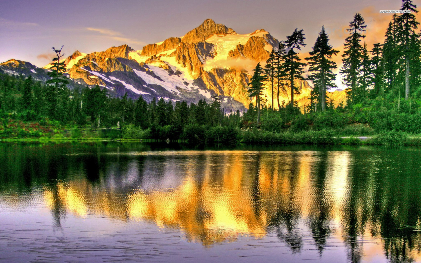 Green And Gold Reflecting In The Lake Jpg
