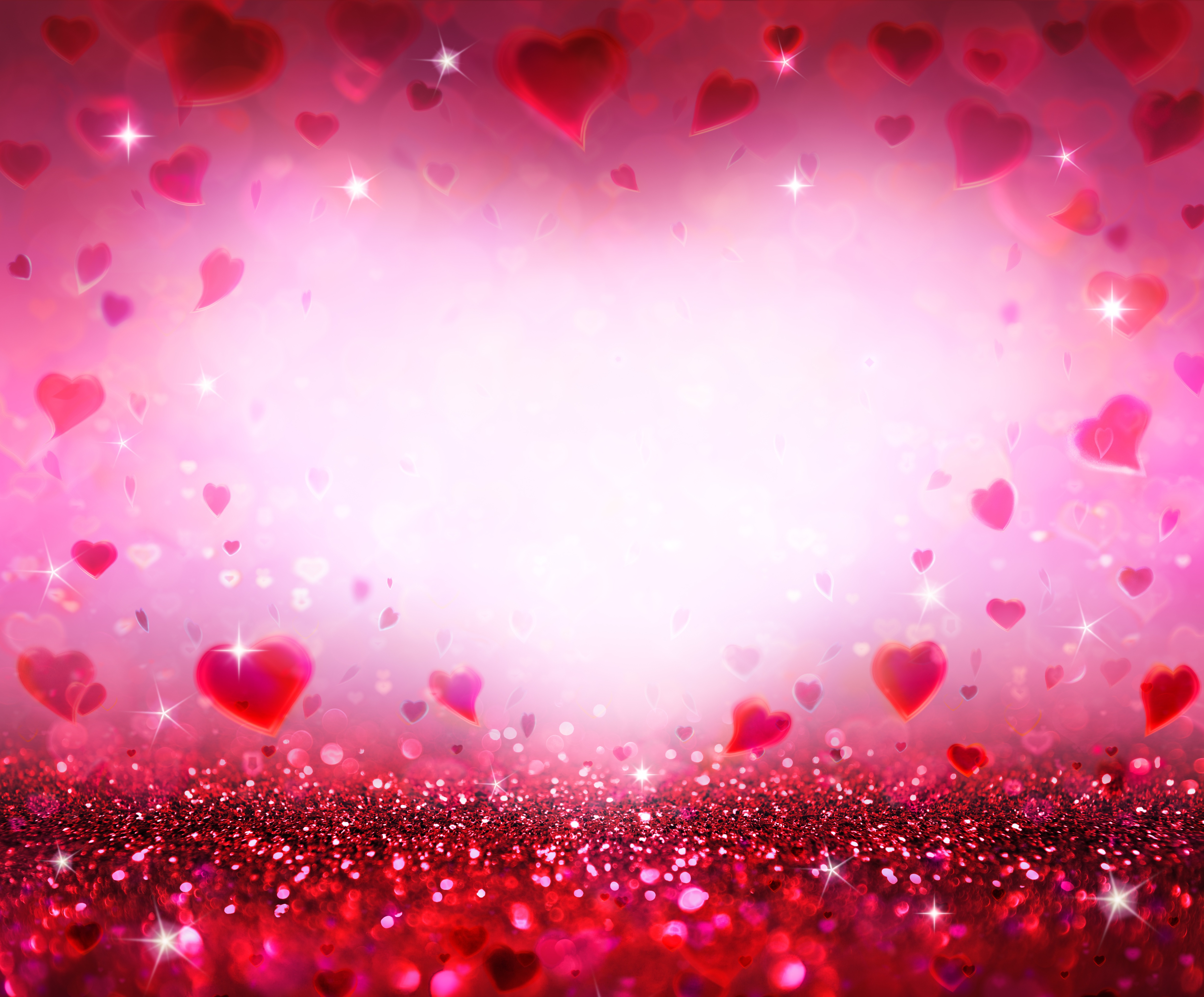 Romantic Pink Glitter Hearts Wallpaper