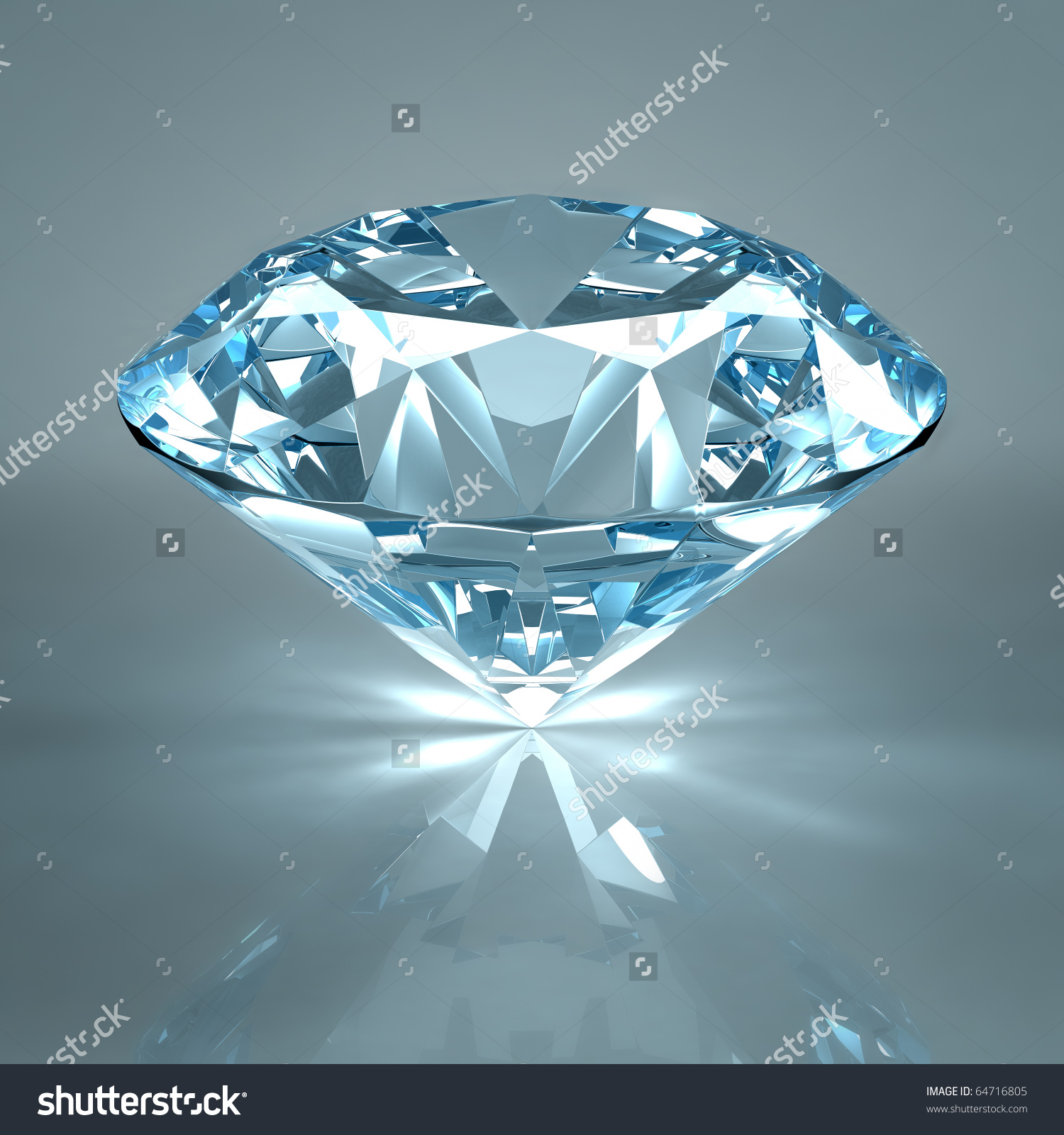 Blue Background Beautiful Sparkling Diamond On A Light Reflective