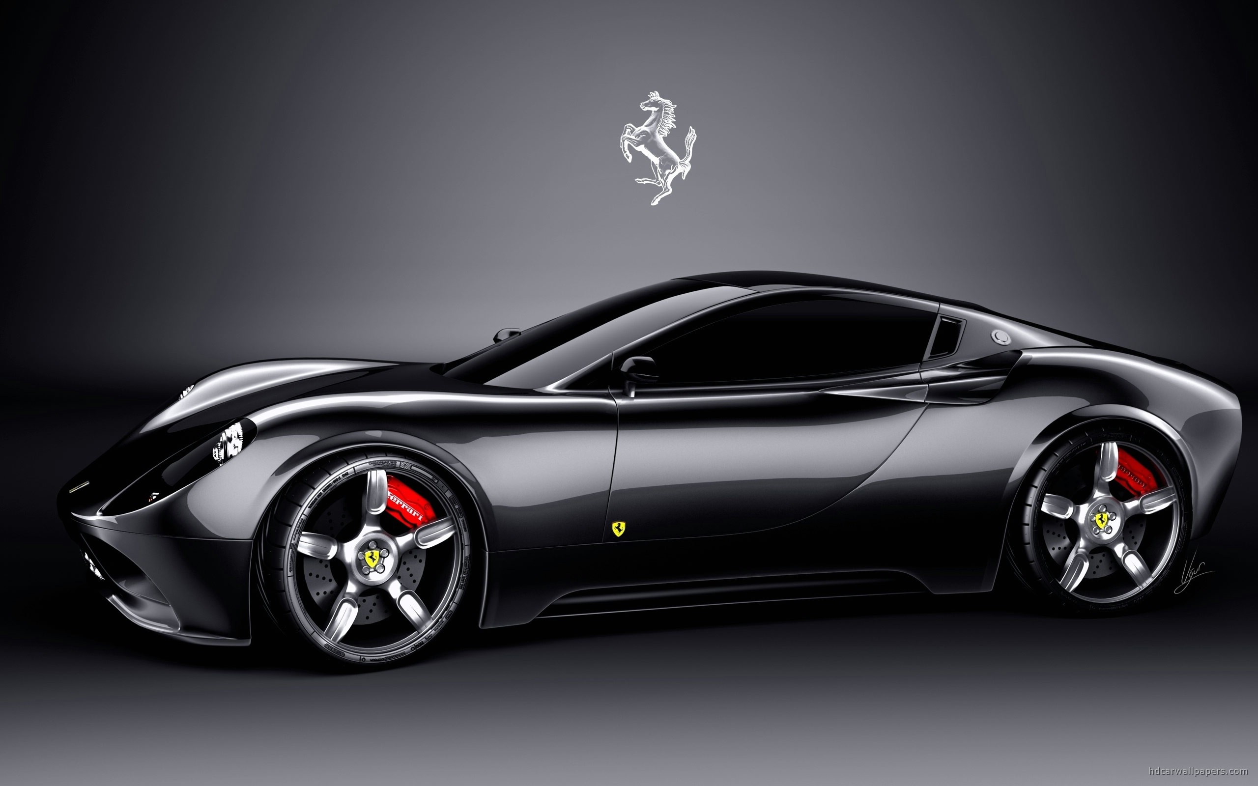 Sleek Black Ferrari Concept Car Wallpaper