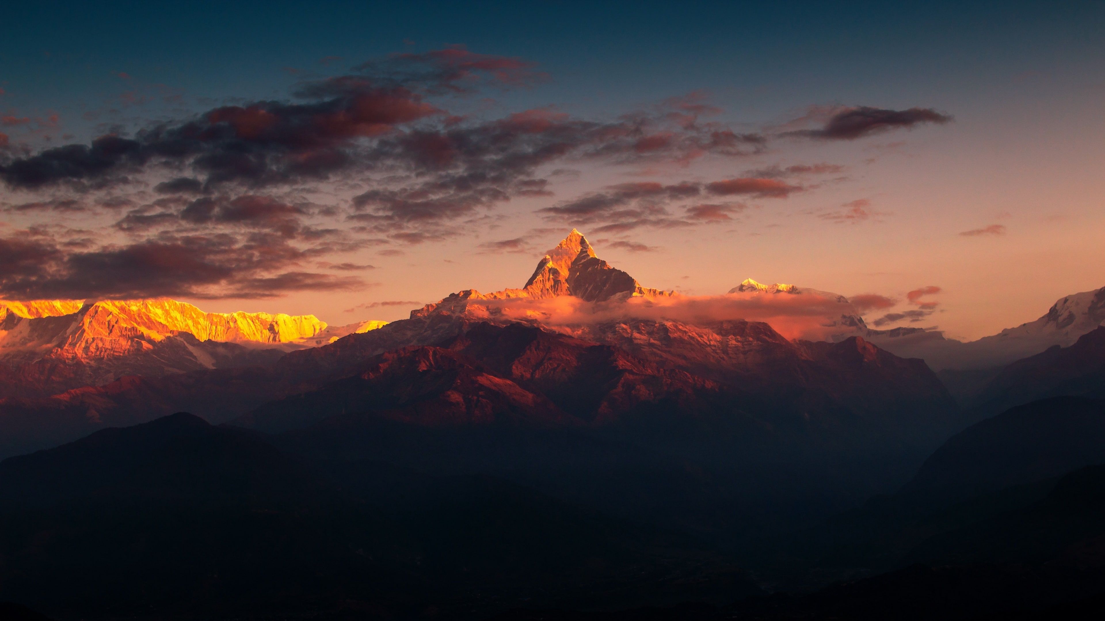 Himalaya Afterglow Mountain Himalayas Range Cloud