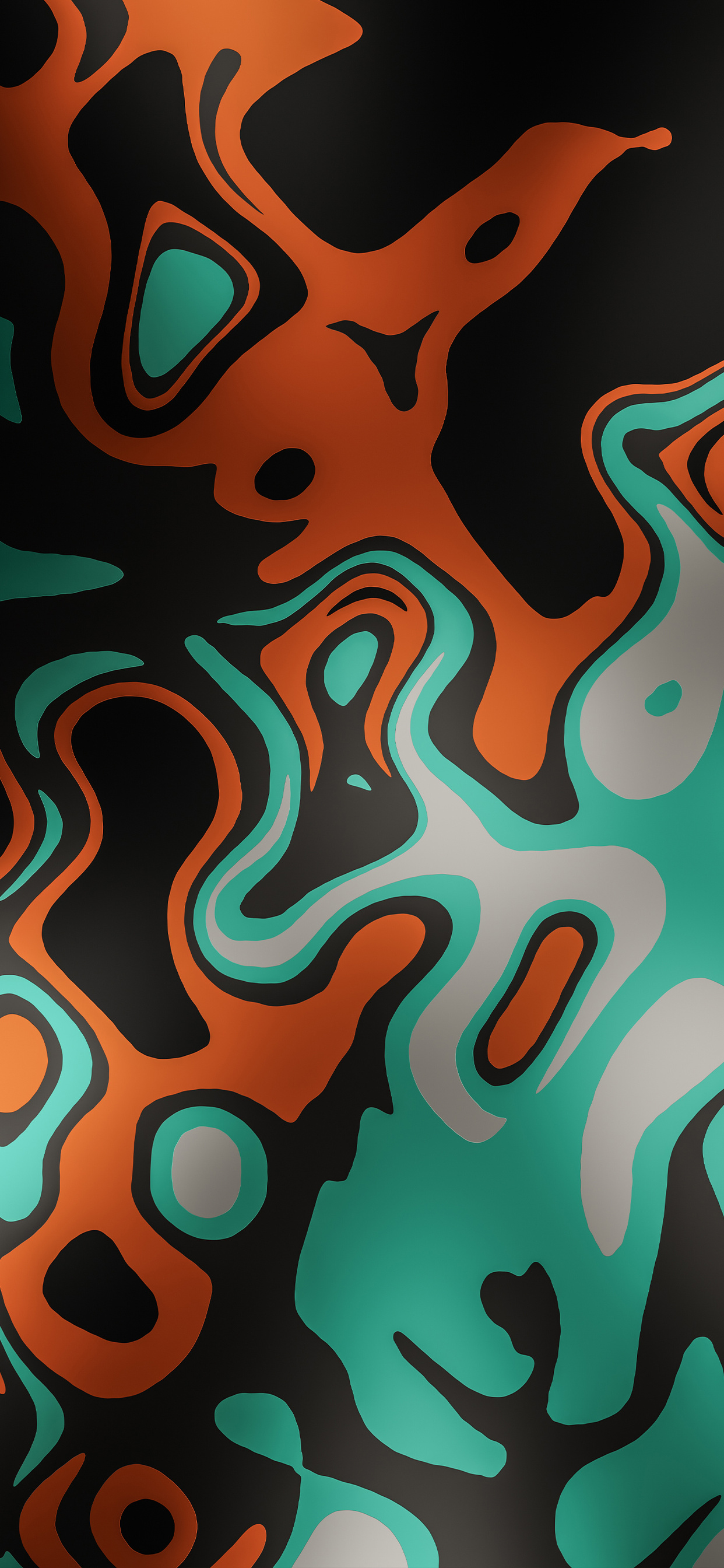 Abstract iPhone Pro 4k Wallpaper with Orange, Teal, and Black