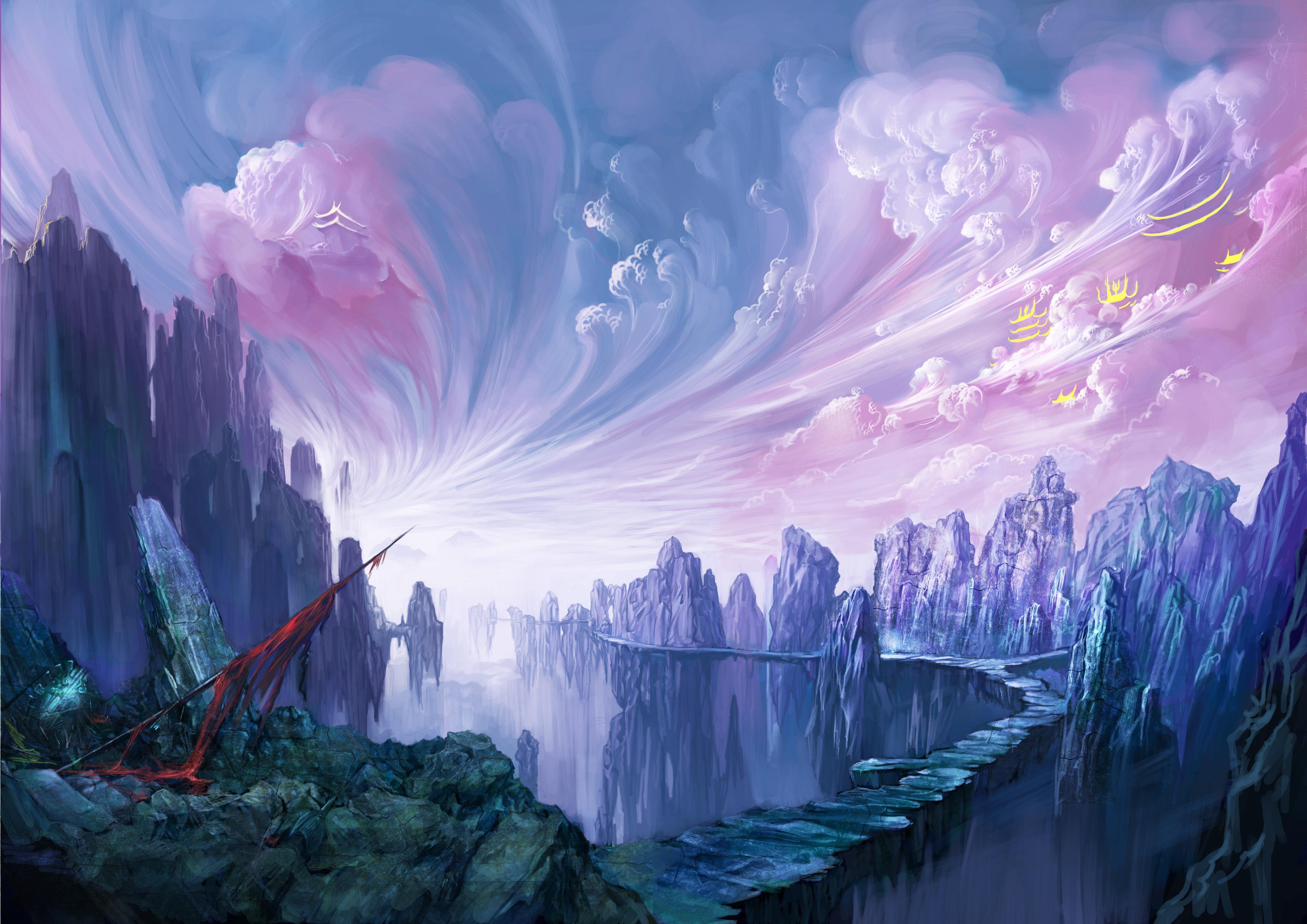 Fantastic World Clouds Fantasy Magic Magical Landscape Wallpaper HD