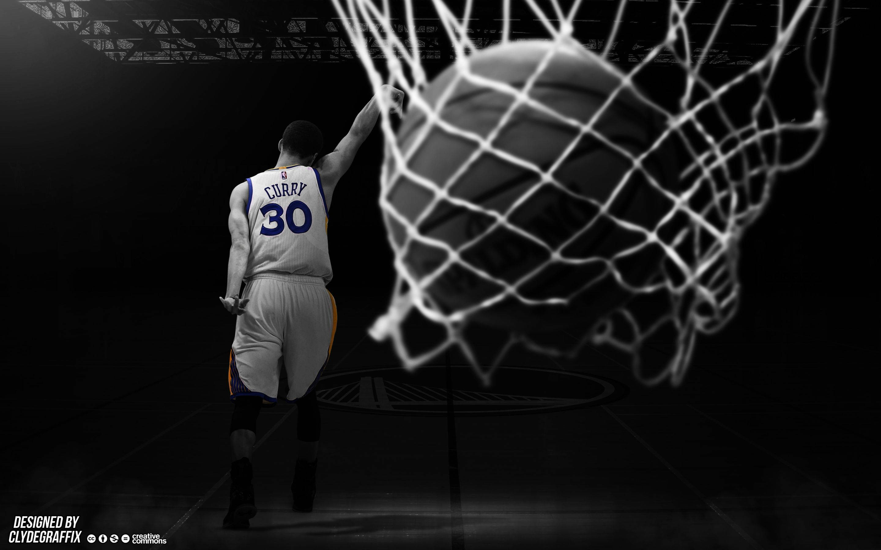Stephen Curry making a basket, black and white basketball wallpaper