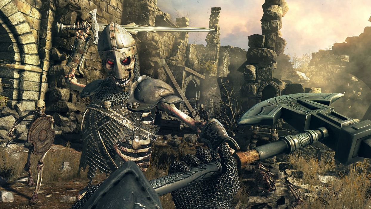 Hellraid Slasher Dark Horror Action Fantasy Warrior Skeleton Skull