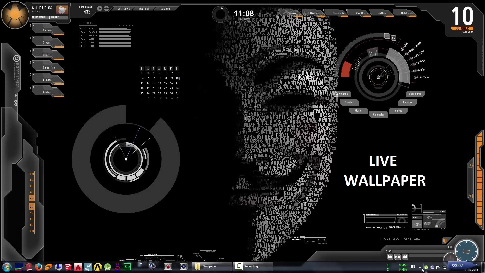 4K Live Wallpaper Screenshot: Futuristic SHIELD OS Desktop
