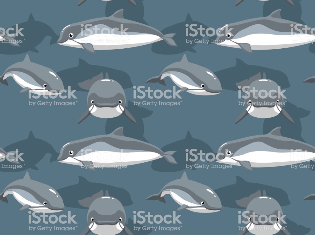 Harbor Porpoise Cartoon Background Seamless Wallpaper Stock