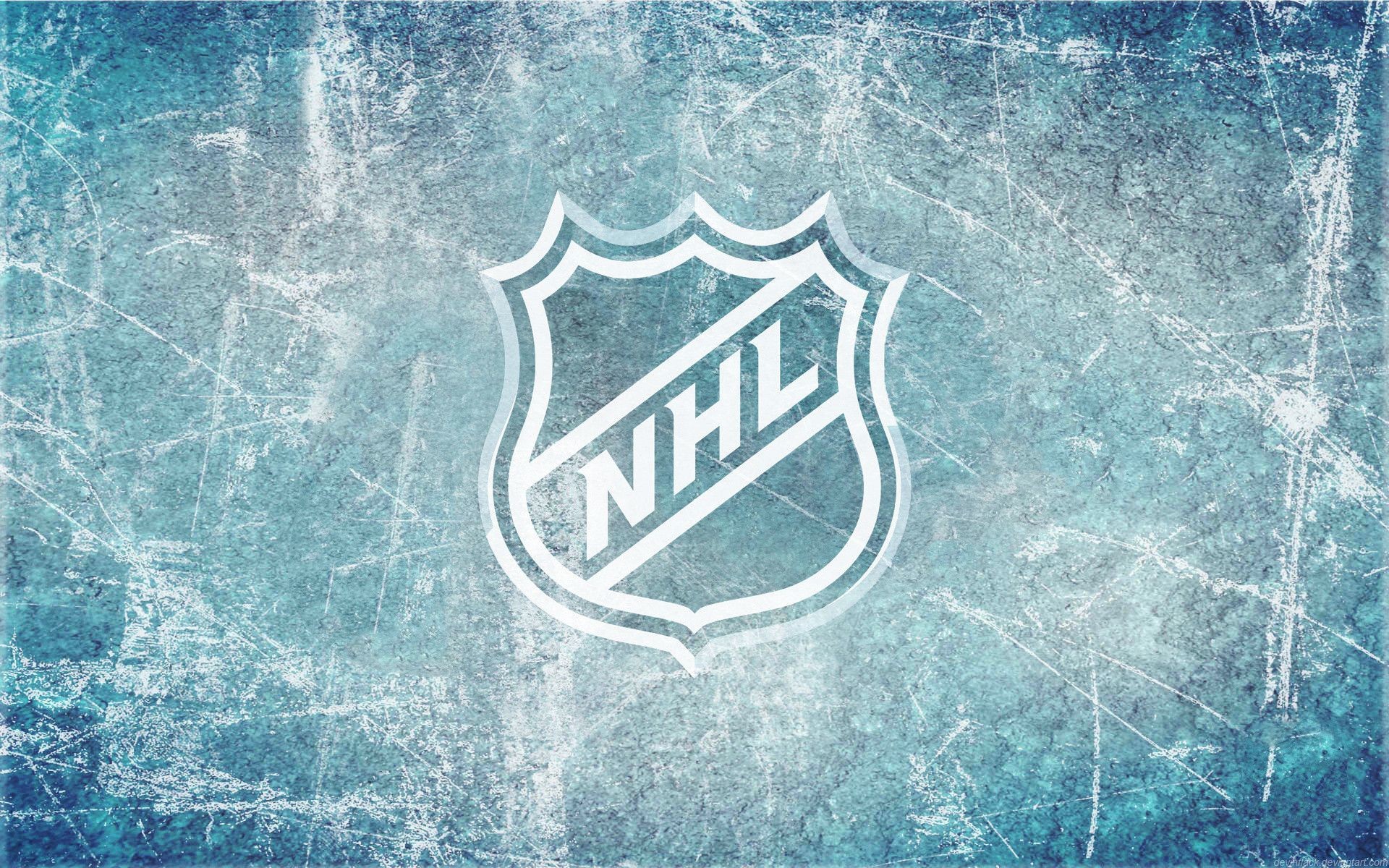 A stylized depiction of the NHL logo on a textured ice-like background