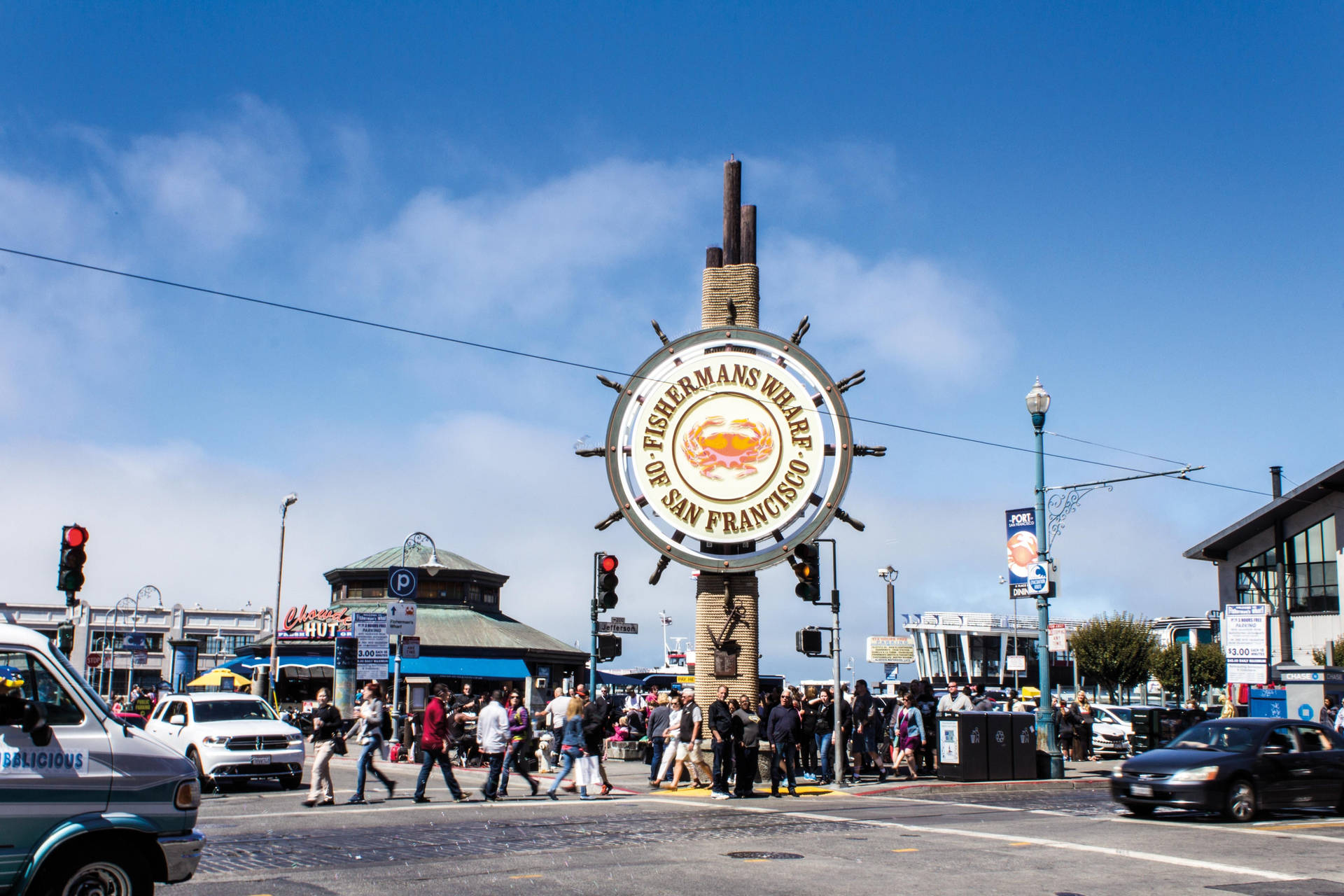Fishermans Wharf Sign And Street Wallpaper