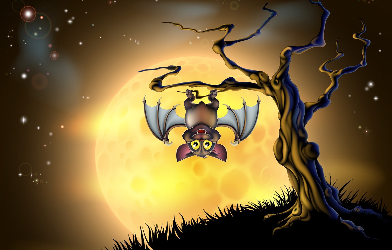 Wallpaper Tree Halloween Scary Bat Creepy