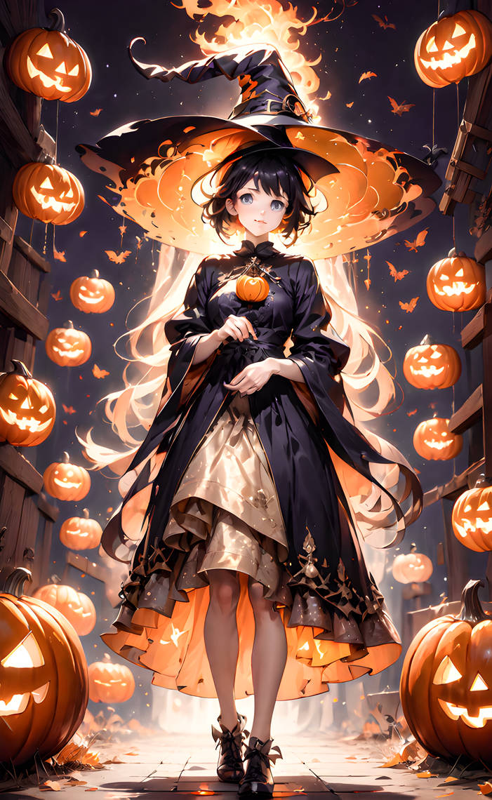 Halloween Anime Girl By Bili24681012 Dgc6ahm Pre Wallpaper