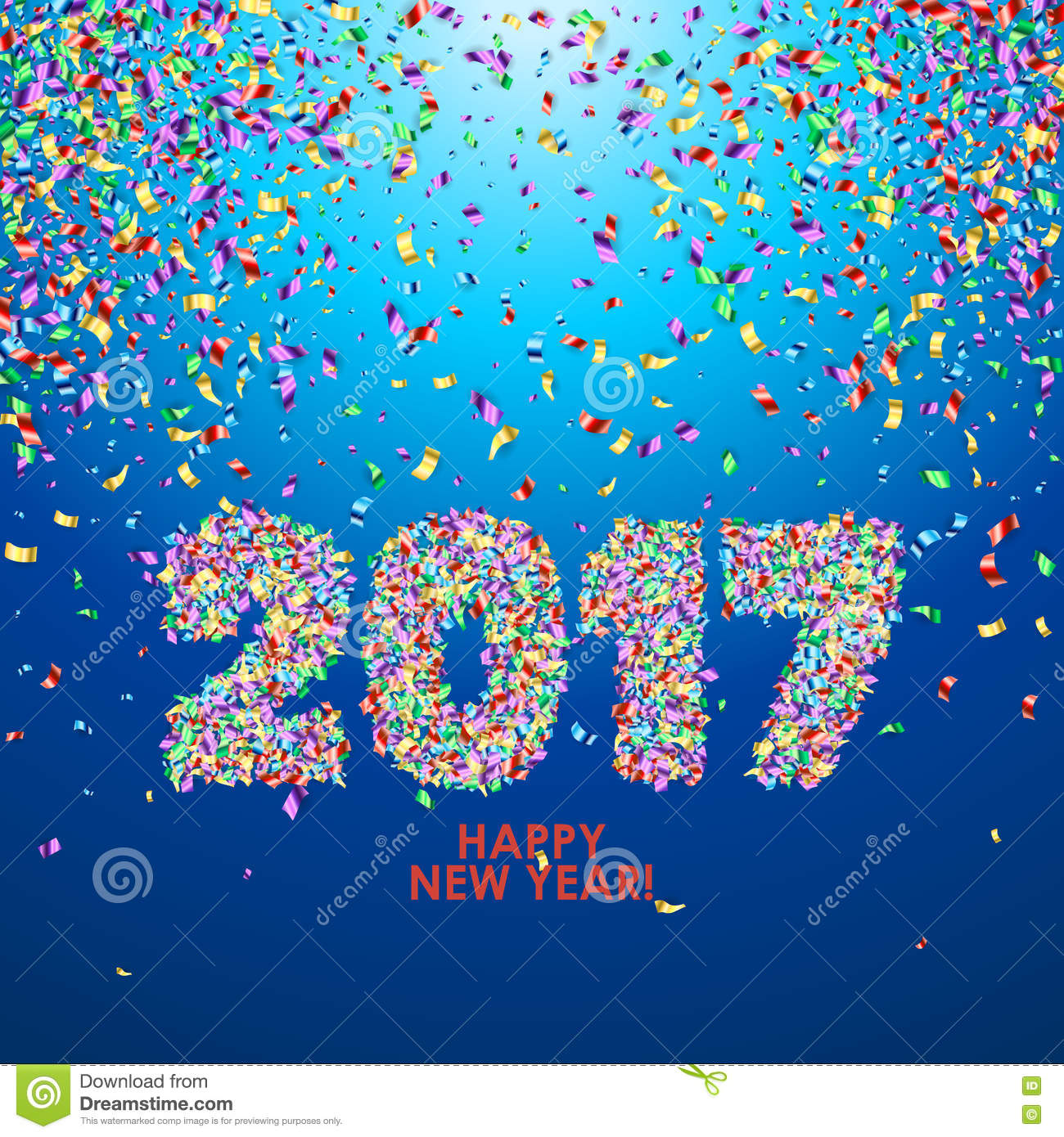 New Year Celebration Background With Confetti Cartoon