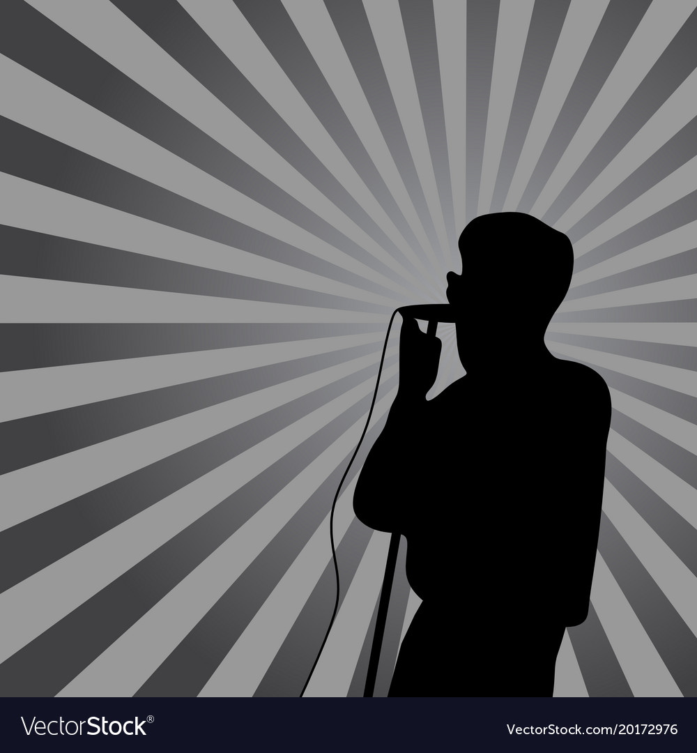 Singer In Silhouette With Ray On Background For Vector Image