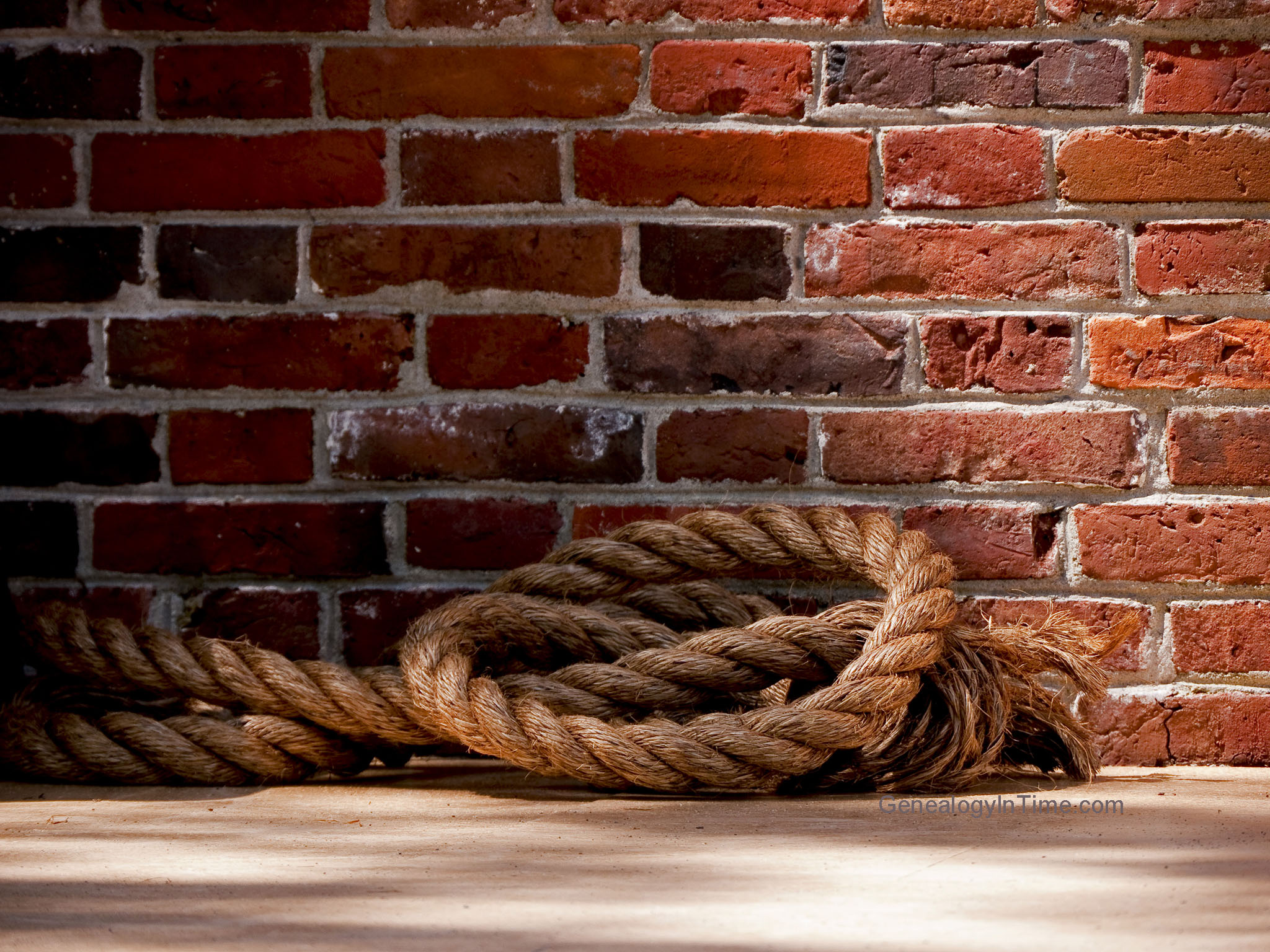 Image Rope Against Old Brick Wall