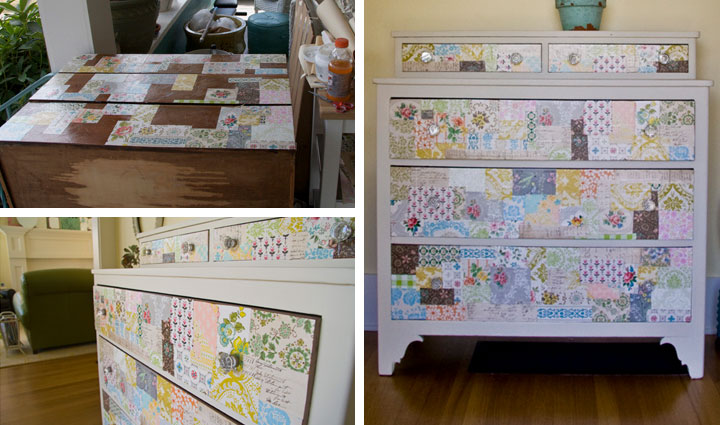 Use Vintage Wallpaper on an Old Dresser DIY Home Decor Ideas on a