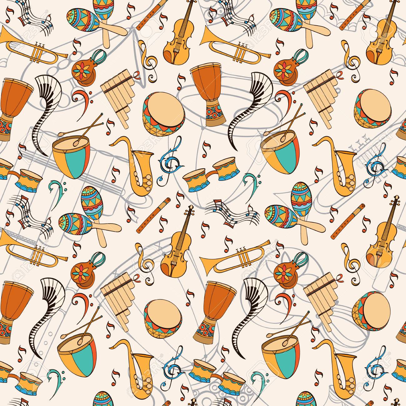 Latino Musical Pattern Of Instruments