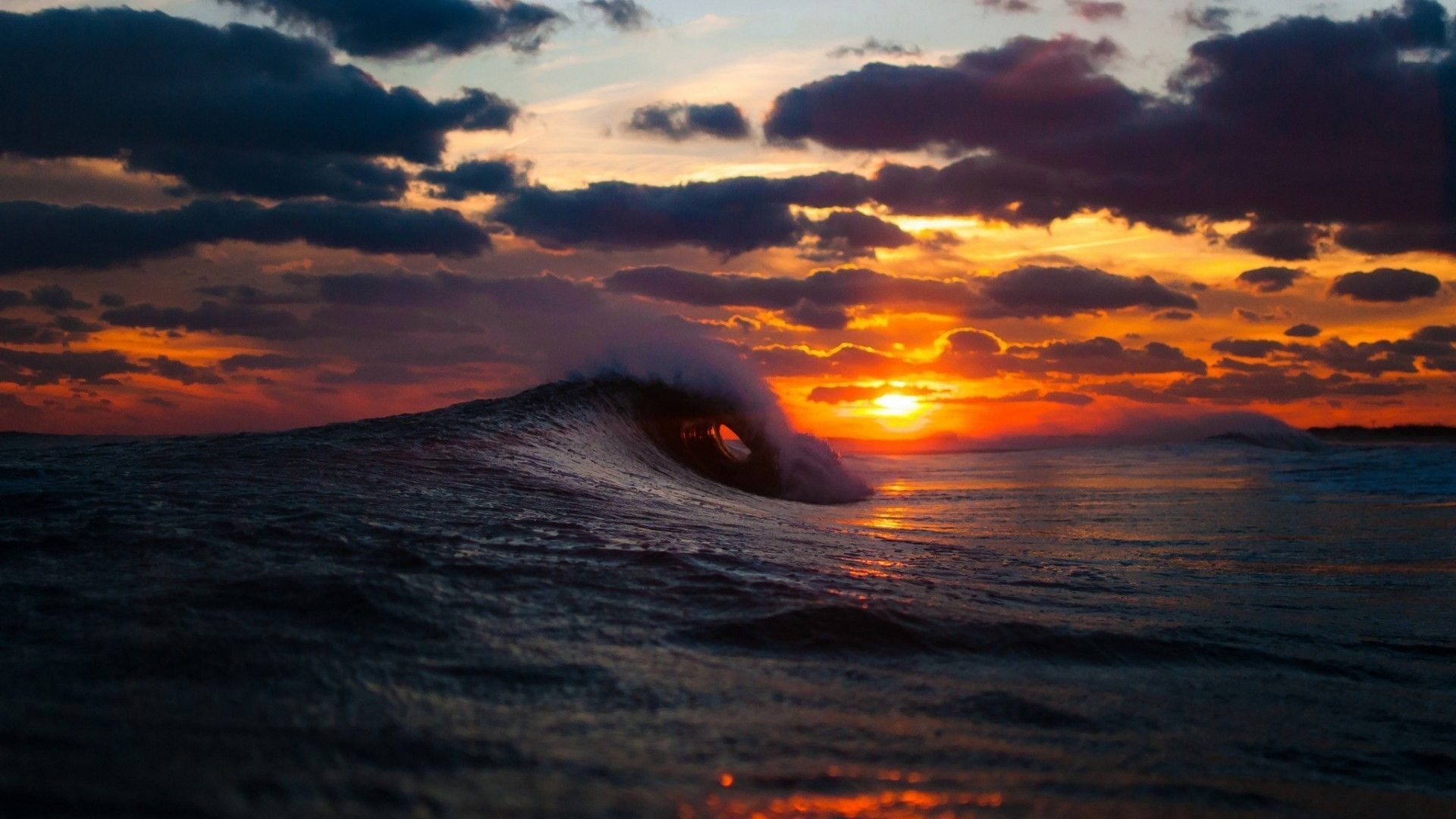 Wallpaper Sea Surf Wave Sunset HD In