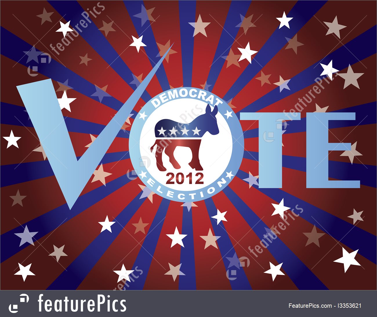 Vote Democrat Red White And Blue Stars Background