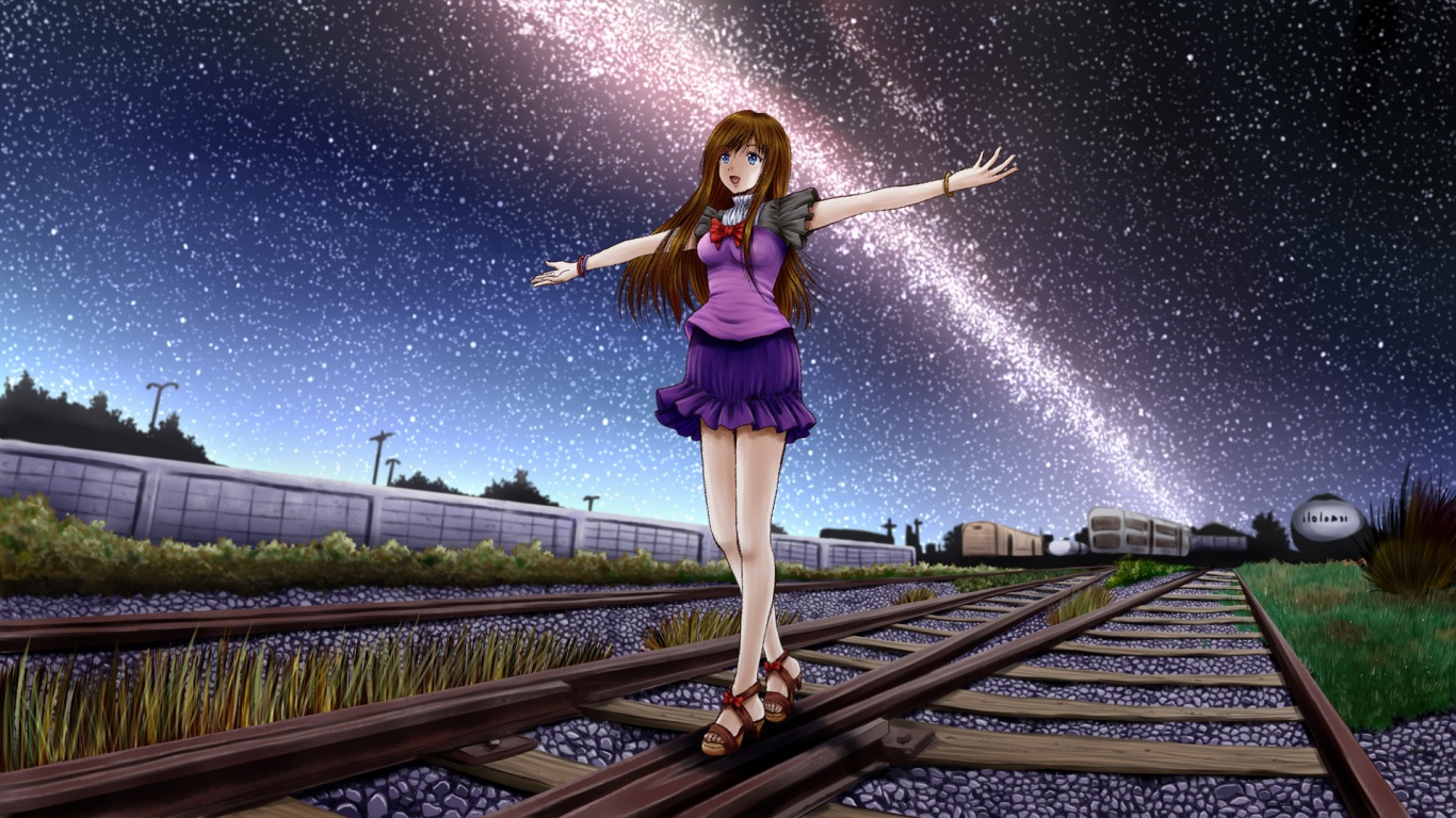 Night Stars Anime 1366 x 768 Download Close